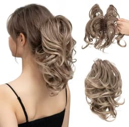 Cozi de Volum Ondulate Blond Natural Cenusiu