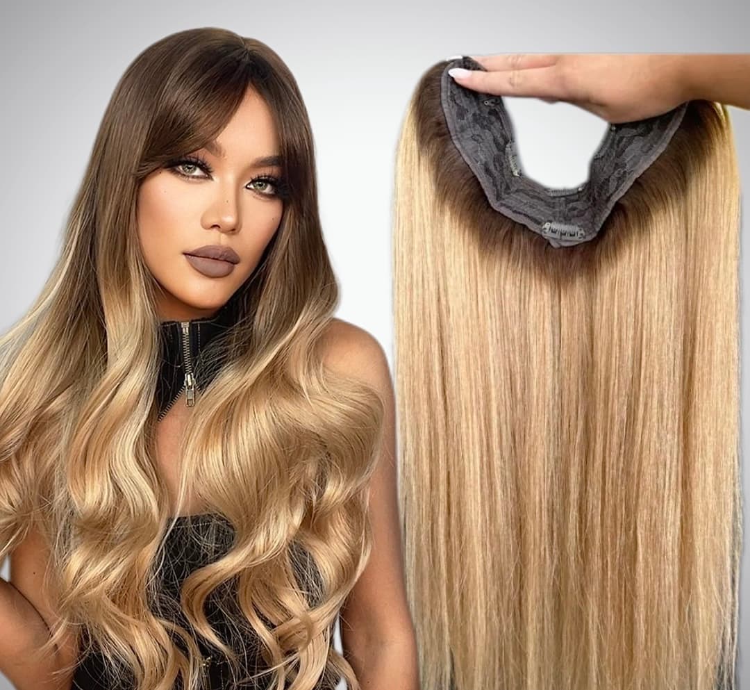 Trese de Par Natural V-Shape Deluxe Ombre #4/#20