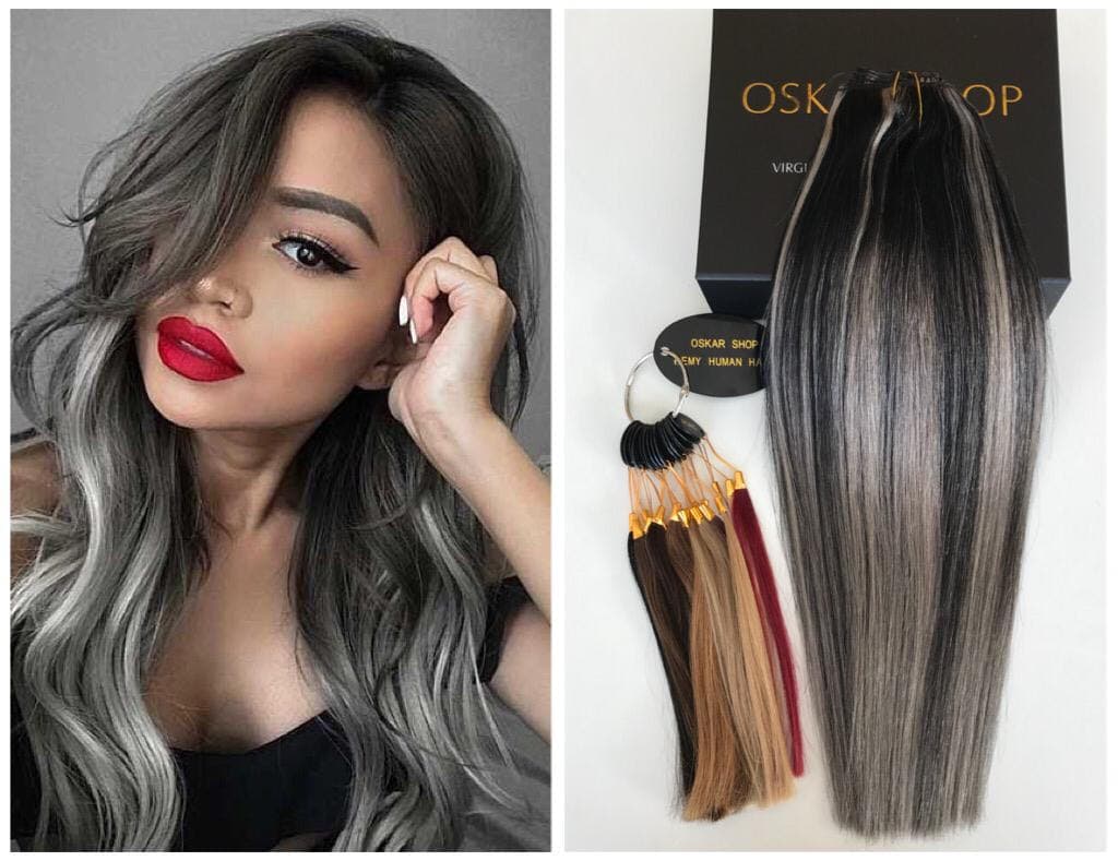 Extensii Clip-On Luxe Balayage #1B Grey