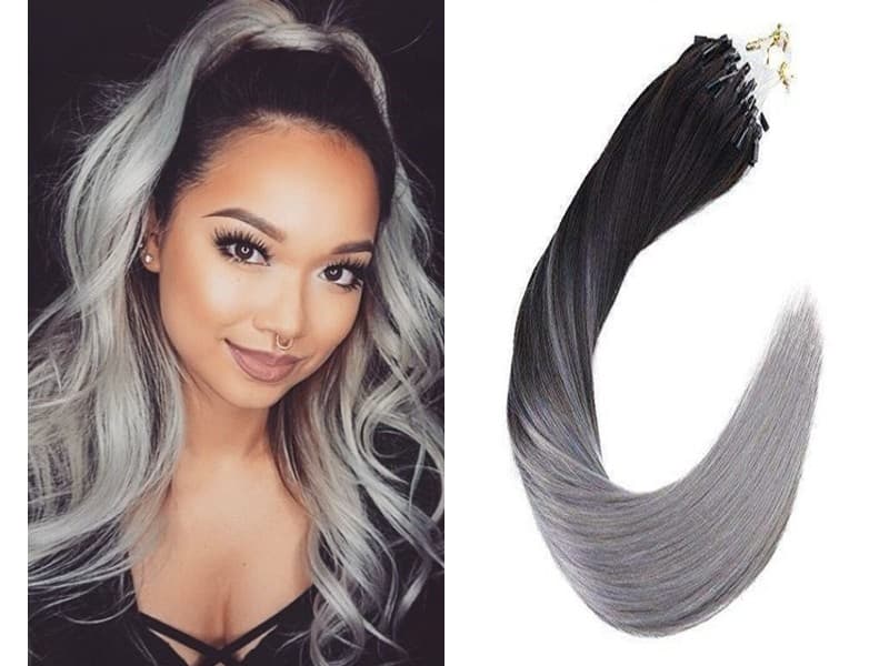 Extensii Microring Diamond Ombre 1B Grey