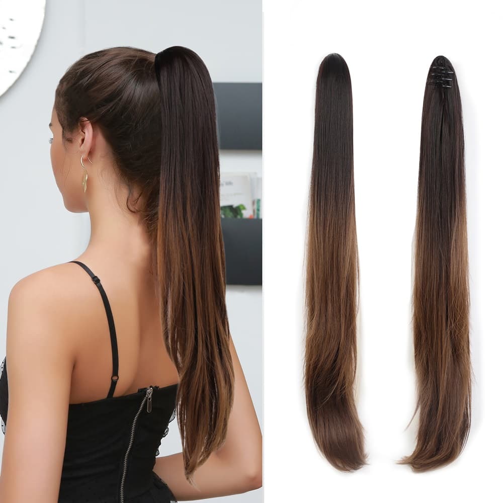 Coada de Par cu Cleste Ombre Saten Inchis/ Blond Aluna, 70 cm