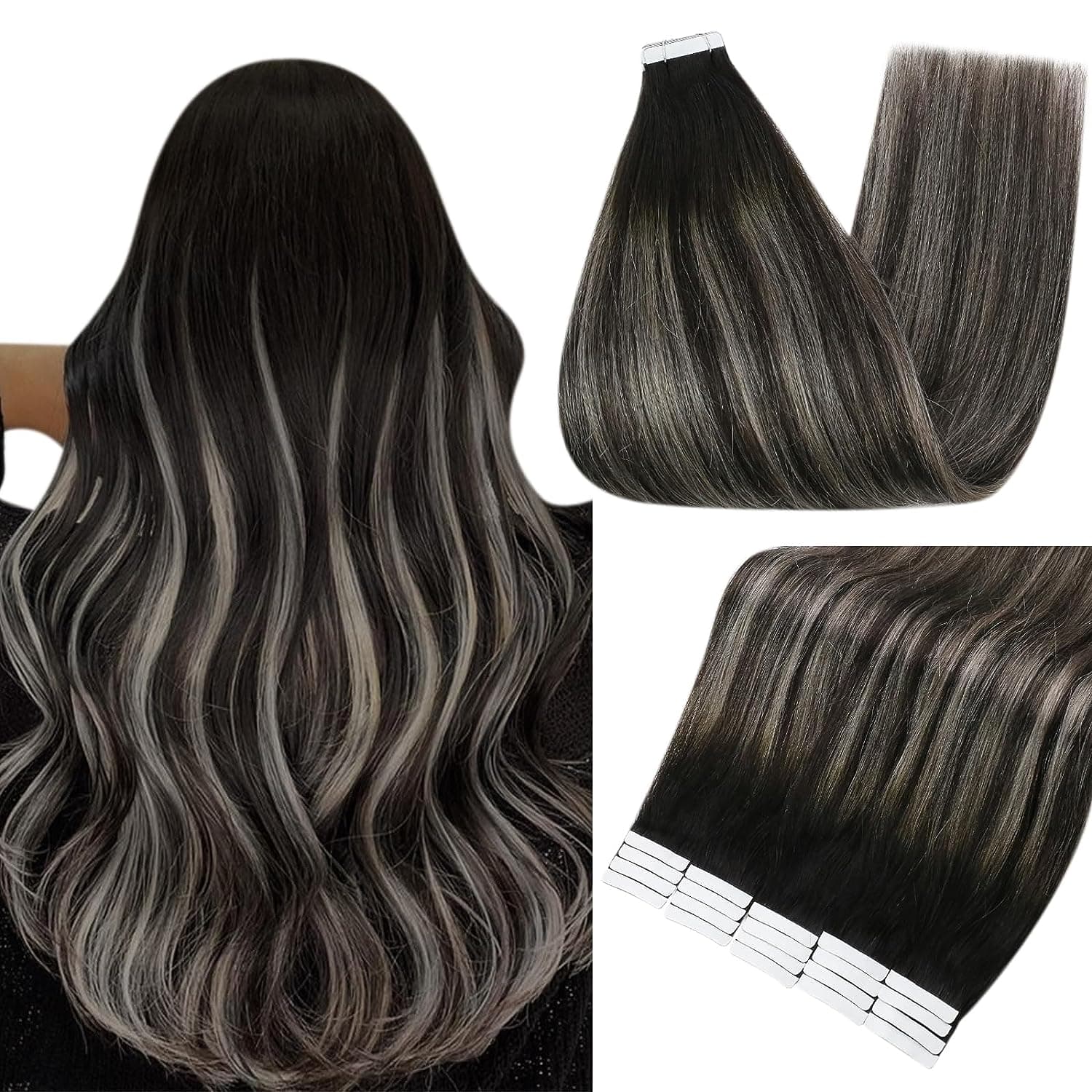 Extensii Tape In Diamond Balayage #1B/Grey