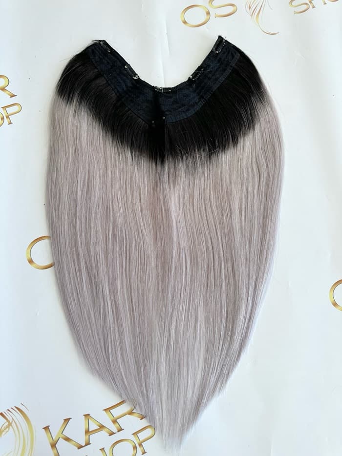 Trese de Par Natural V-Shape Ombre #8/Silver